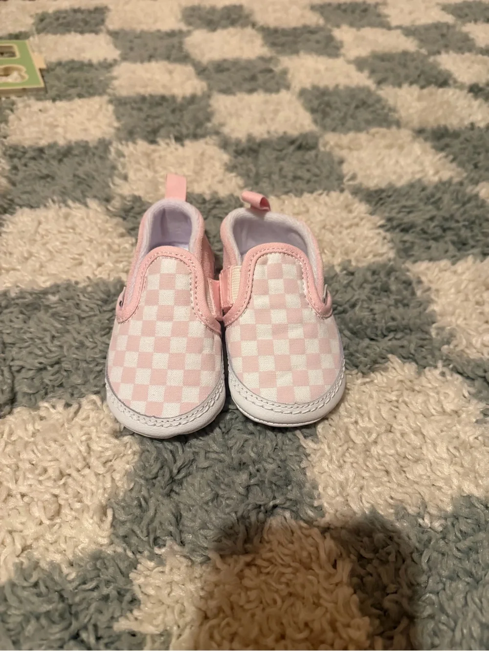 Vans Pink and White Checkered Slip-On Baby Shoes